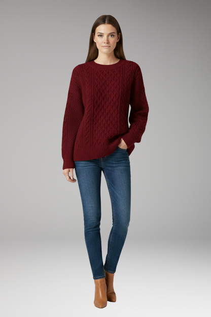 Women's Crew Neck Cable Sweater