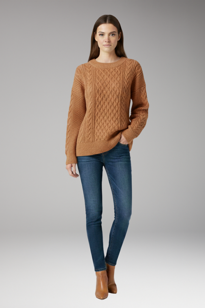 Women's Crew Neck Cable Sweater