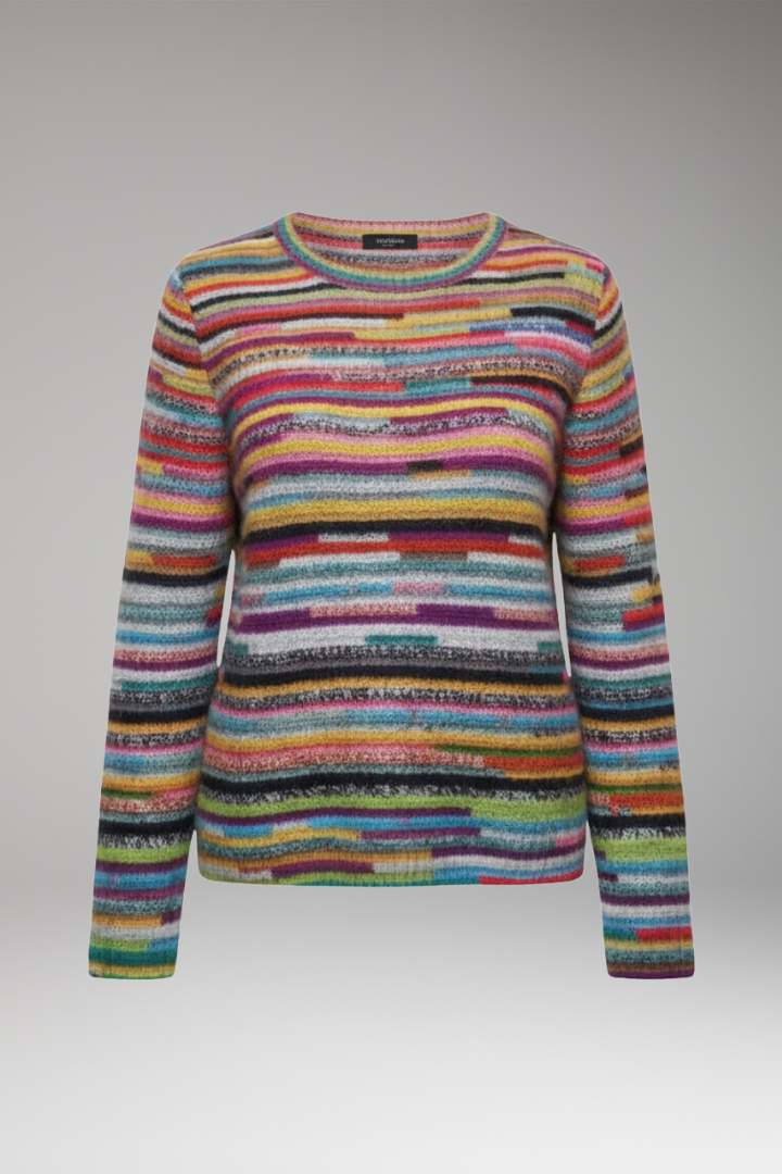 Women's Striped Sweater Round Neckline - Vonnera