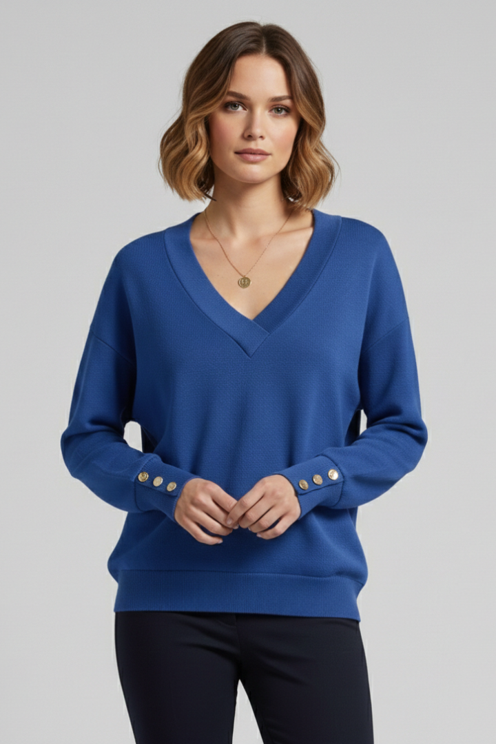 Women's V-Neck Sweater Dropped Shoulders