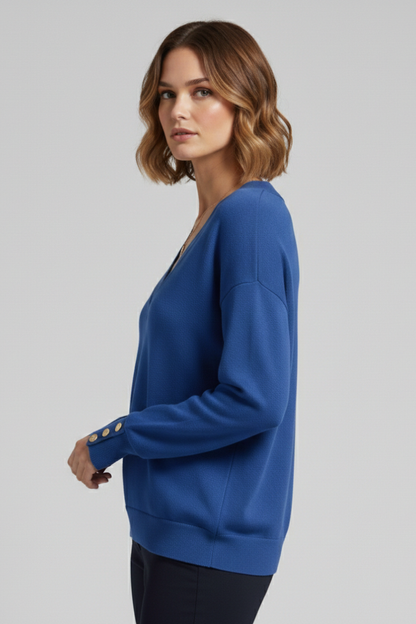 Women's V-Neck Sweater Dropped Shoulders