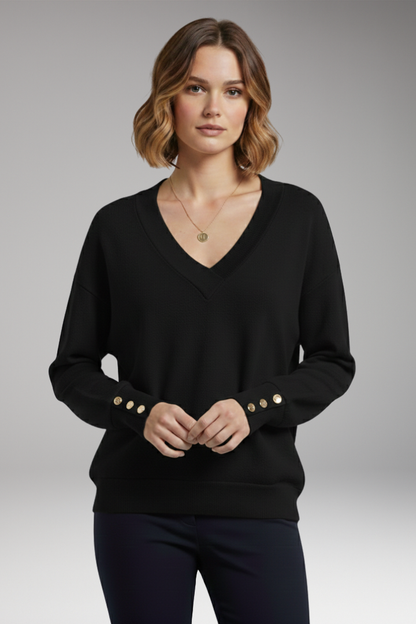 Women's V-Neck Sweater Dropped Shoulders