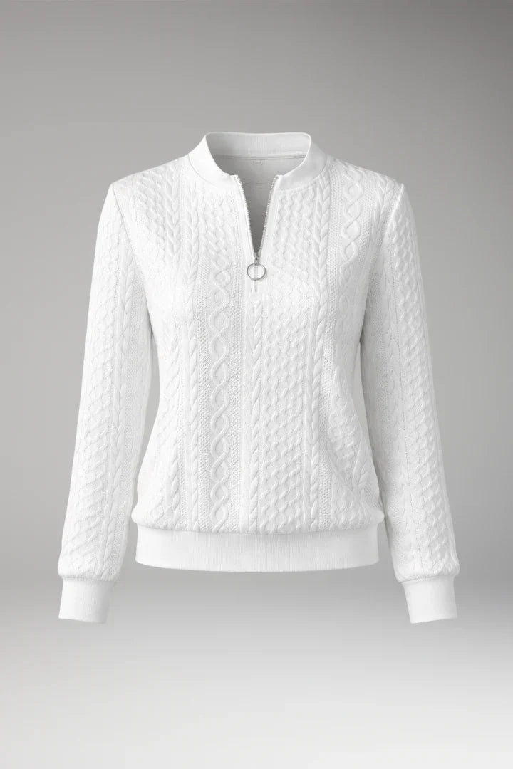Women's Cable Knit Sweater Zip Neck - Vonnera