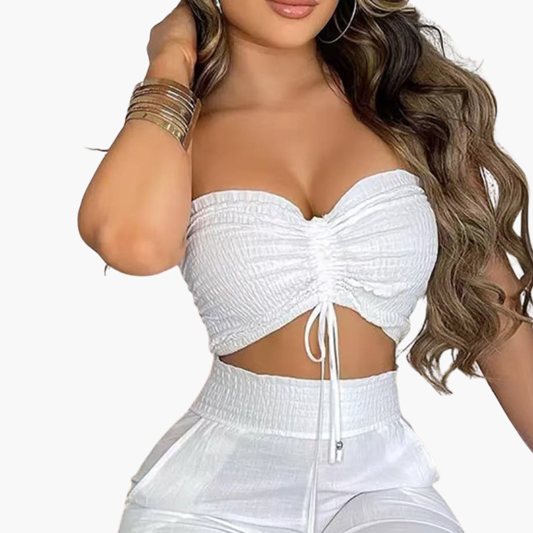 Women's Crop Wide Leg Pants Set - Vonnera