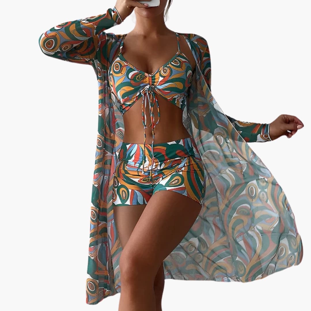Women's One-Piece Swimsuit Swirl Print Front Panel