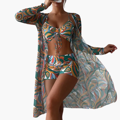 Women's One-Piece Swimsuit Swirl Print Front Panel