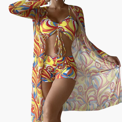 Women's One-Piece Swimsuit Swirl Print Front Panel