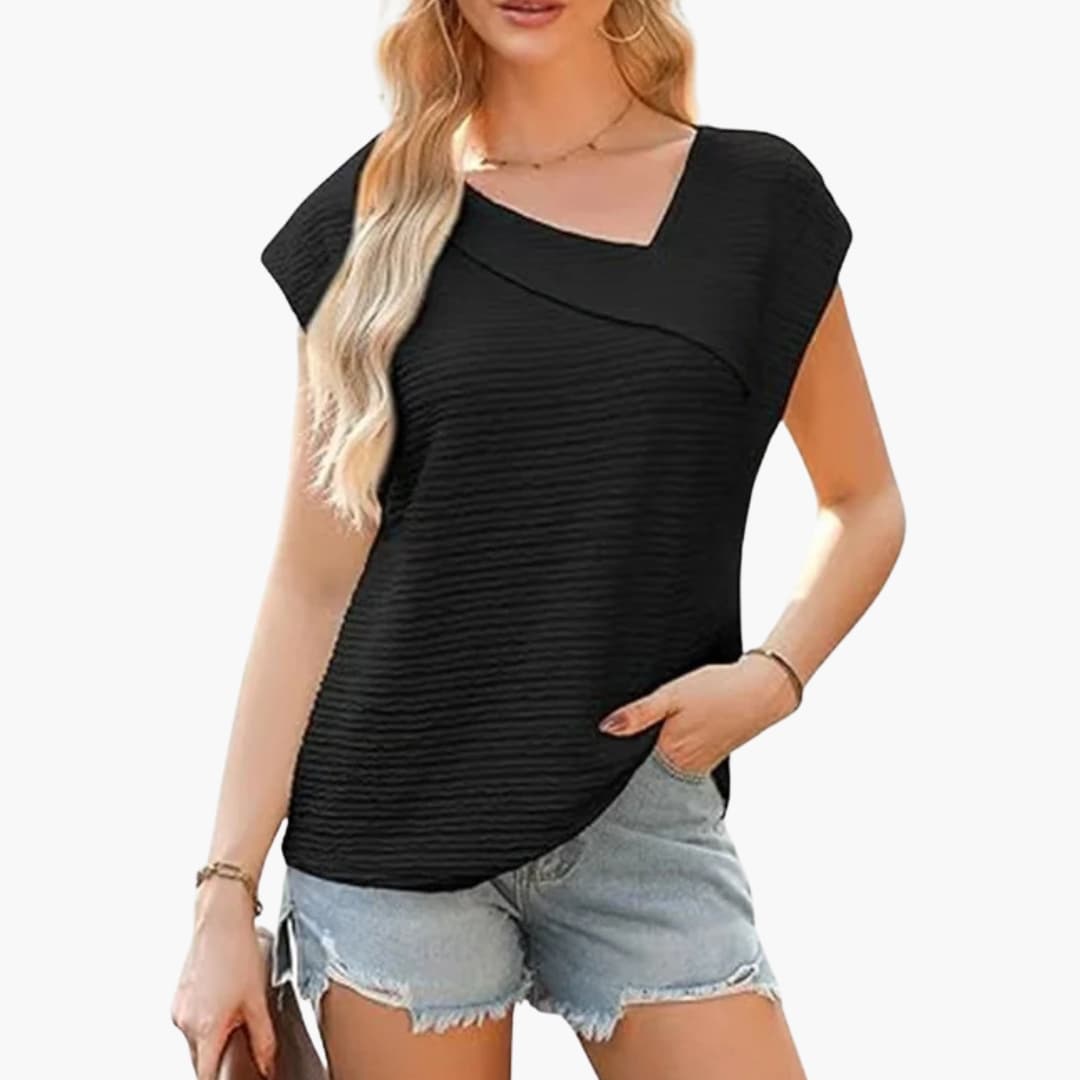 Women's Short Sleeve Asymmetrical T-Shirt Stretch