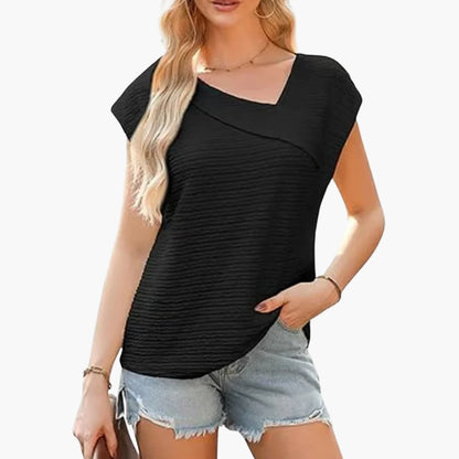Women's Short Sleeve Asymmetrical T-Shirt Stretch