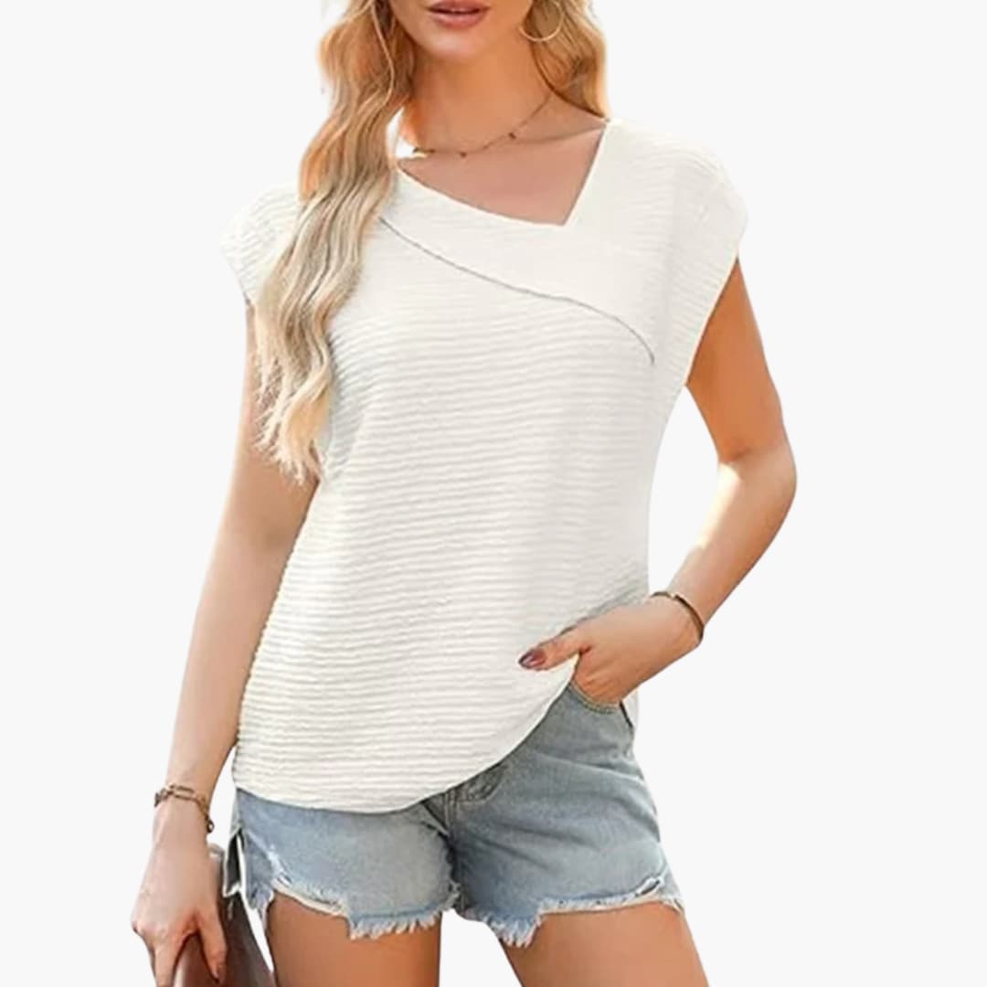Women's Short Sleeve Asymmetrical T-Shirt Stretch - Vonnera
