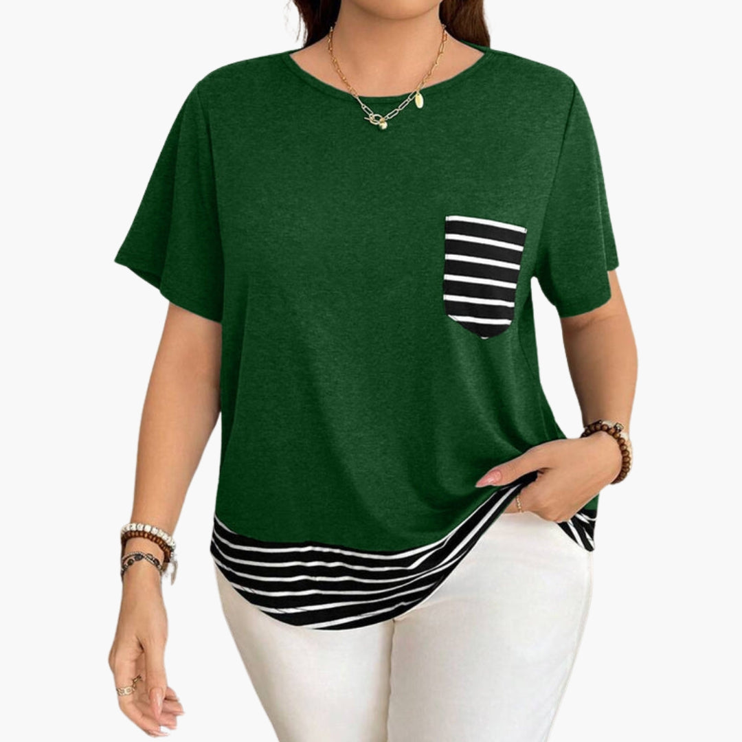 Women's Casual T-Shirt Cotton Striped Hem