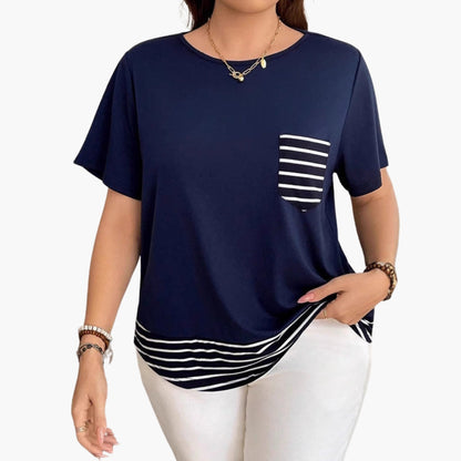 Women's Casual T-Shirt Cotton Striped Hem