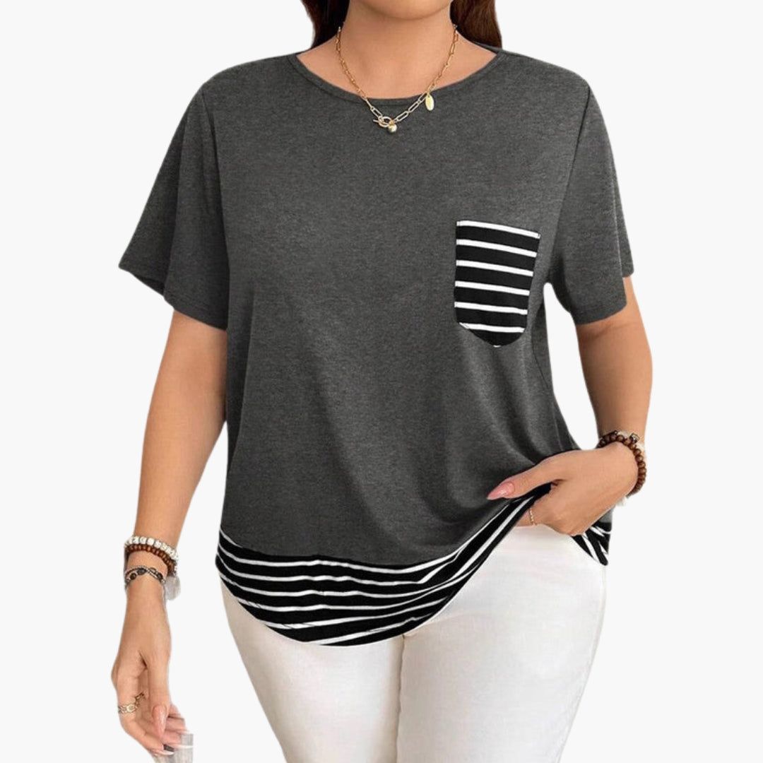 Women's Casual T-Shirt Cotton Striped Hem