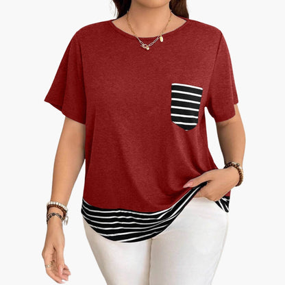 Women's Casual T-Shirt Cotton Striped Hem