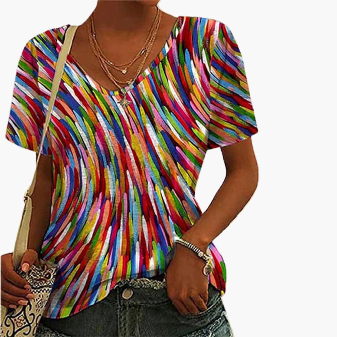Women's Round Neck T-Shirt Printed Design - Vonnera