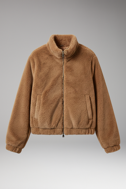Women's Teddy Bomber Jacket Front Zipper - Vonnera