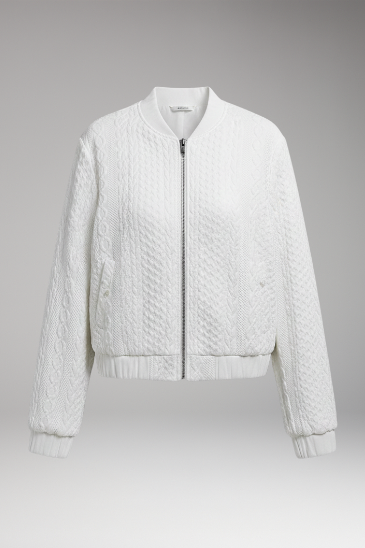 Women's Bomber Jacket Textured Stand Collar - Vonnera