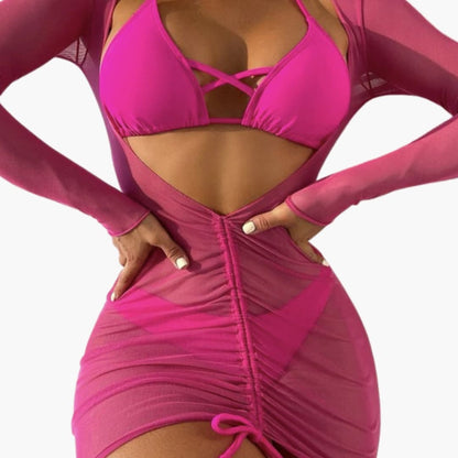 Women's Padded Bikini Set with Long Skirt Cover