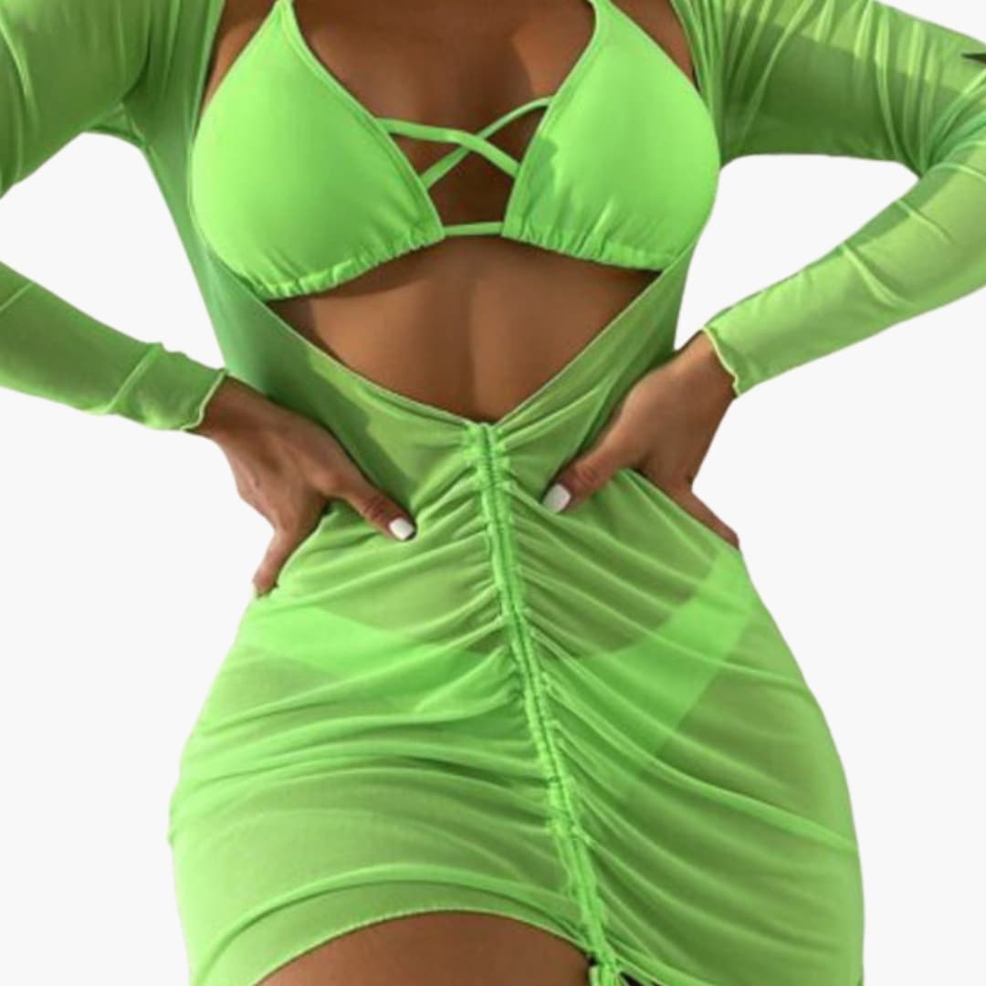 Women's Padded Bikini Set with Long Skirt Cover - Vonnera