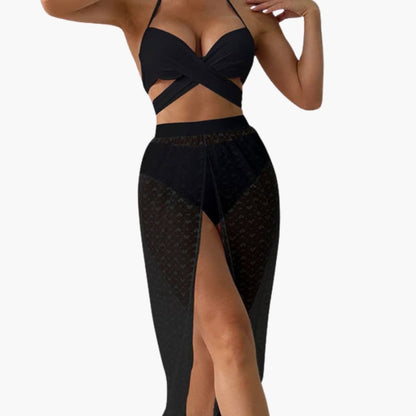 Women's Bikini Set Sheer Mesh Skirt