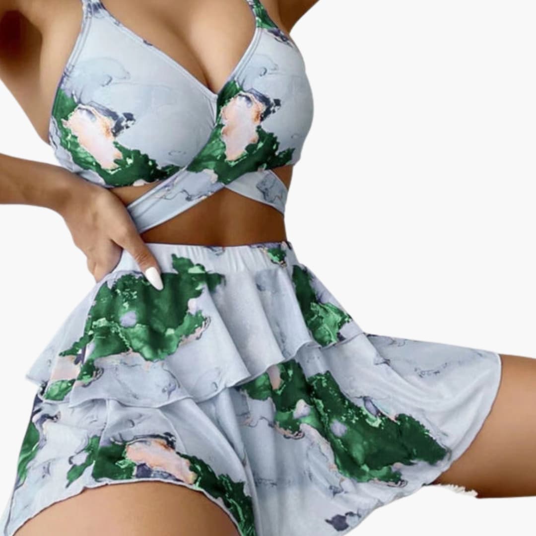 Women's Marble Print Padded Bikini Set