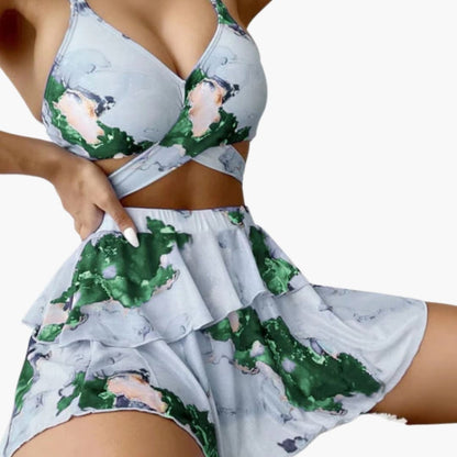 Women's Marble Print Padded Bikini Set