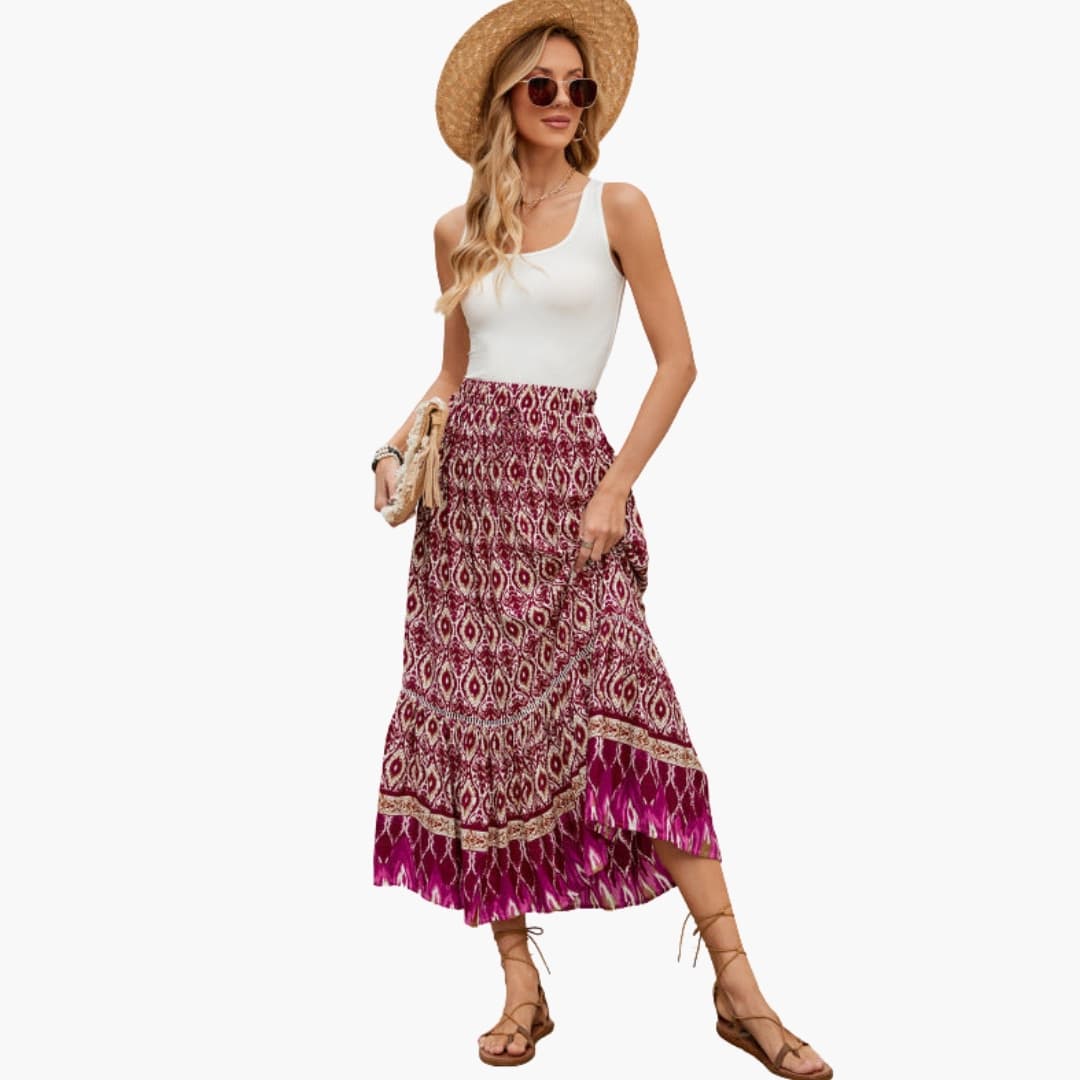 Women's Maxi Skirt Elastic Waist Printed