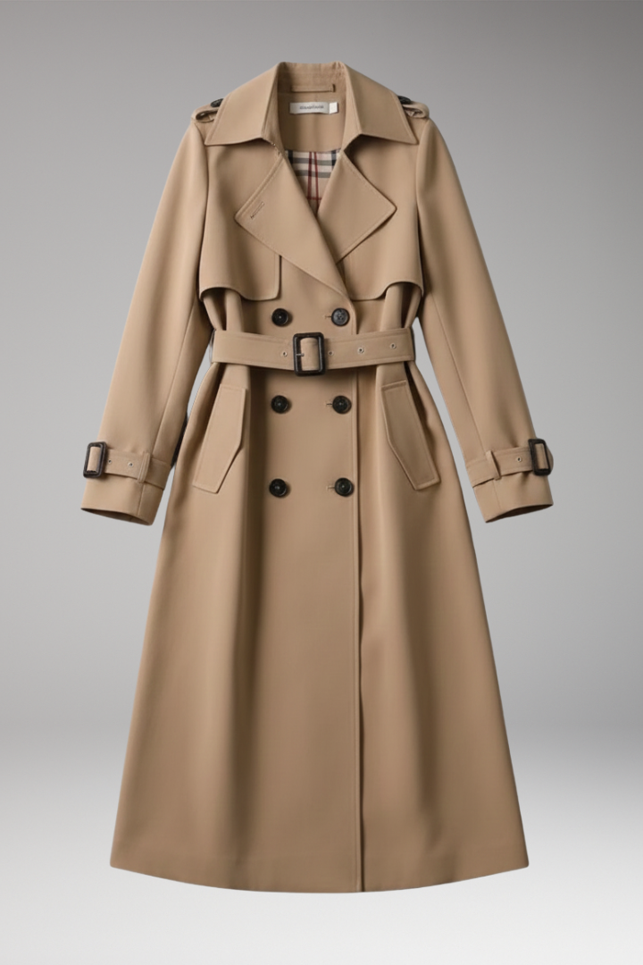 Women's Full-Length Trench Coat Adjustable Waist - Vonnera