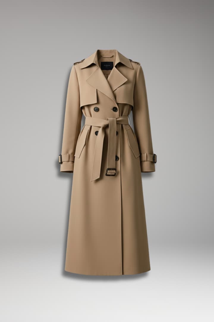 Women's Trench Coat Belted Button Front - Vonnera