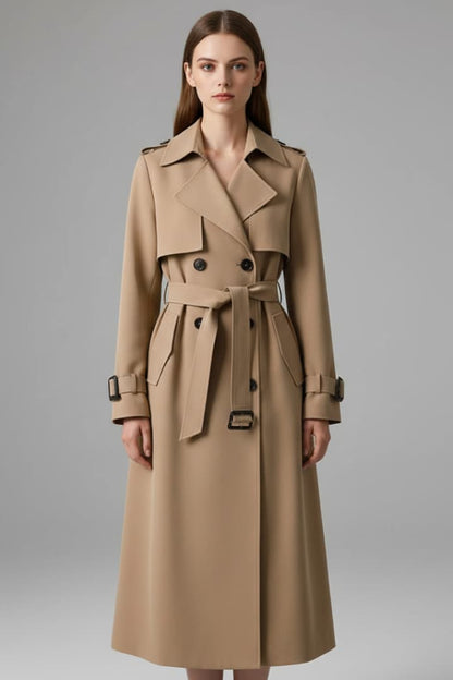 Women's Trench Coat Belted Button Front