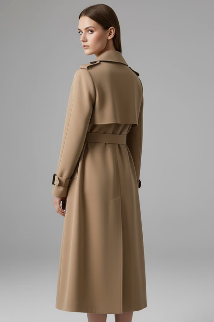 Women's Trench Coat Belted Button Front