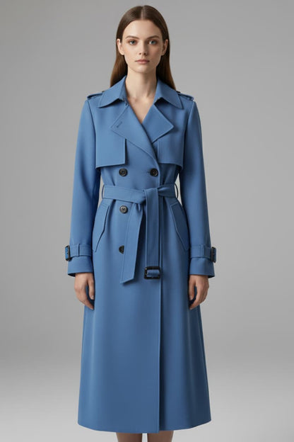 Women's Trench Coat Belted Button Front