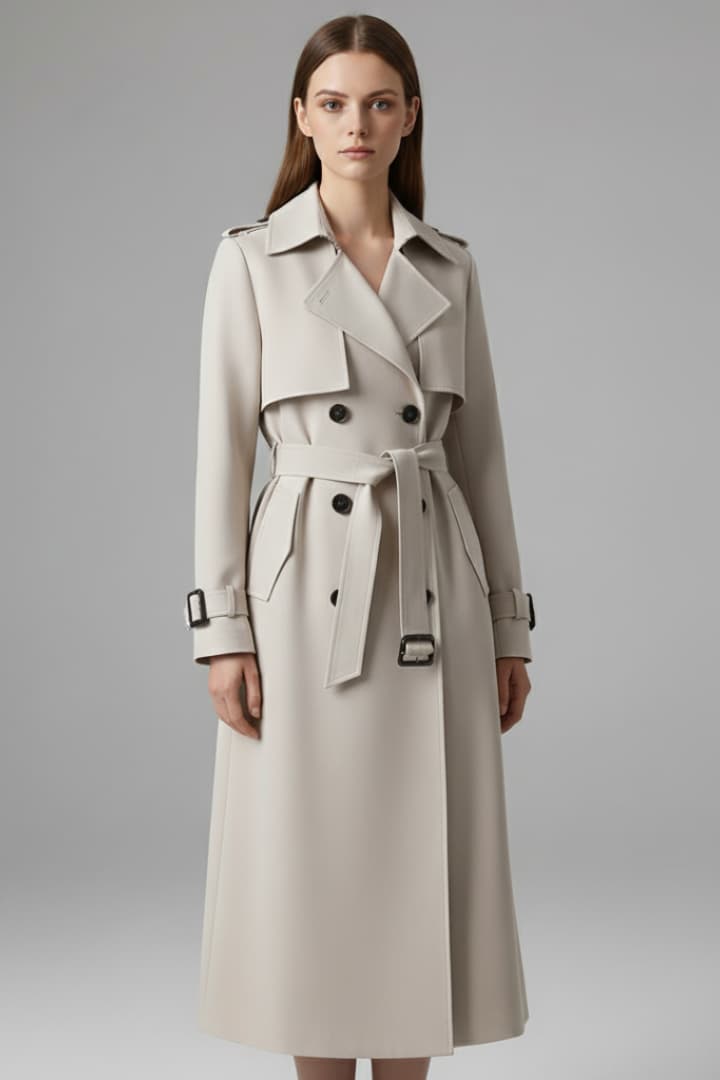Women's Trench Coat Belted Button Front