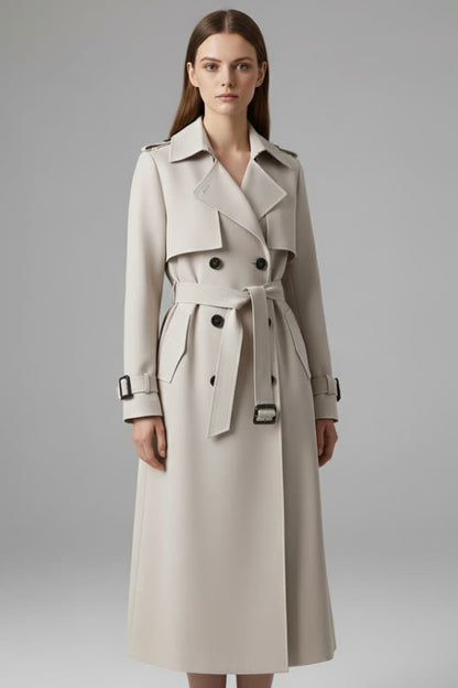 Women's Trench Coat Belted Button Front