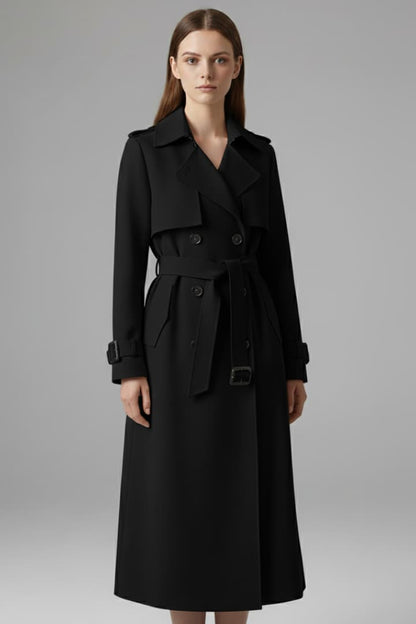 Women's Trench Coat Belted Button Front