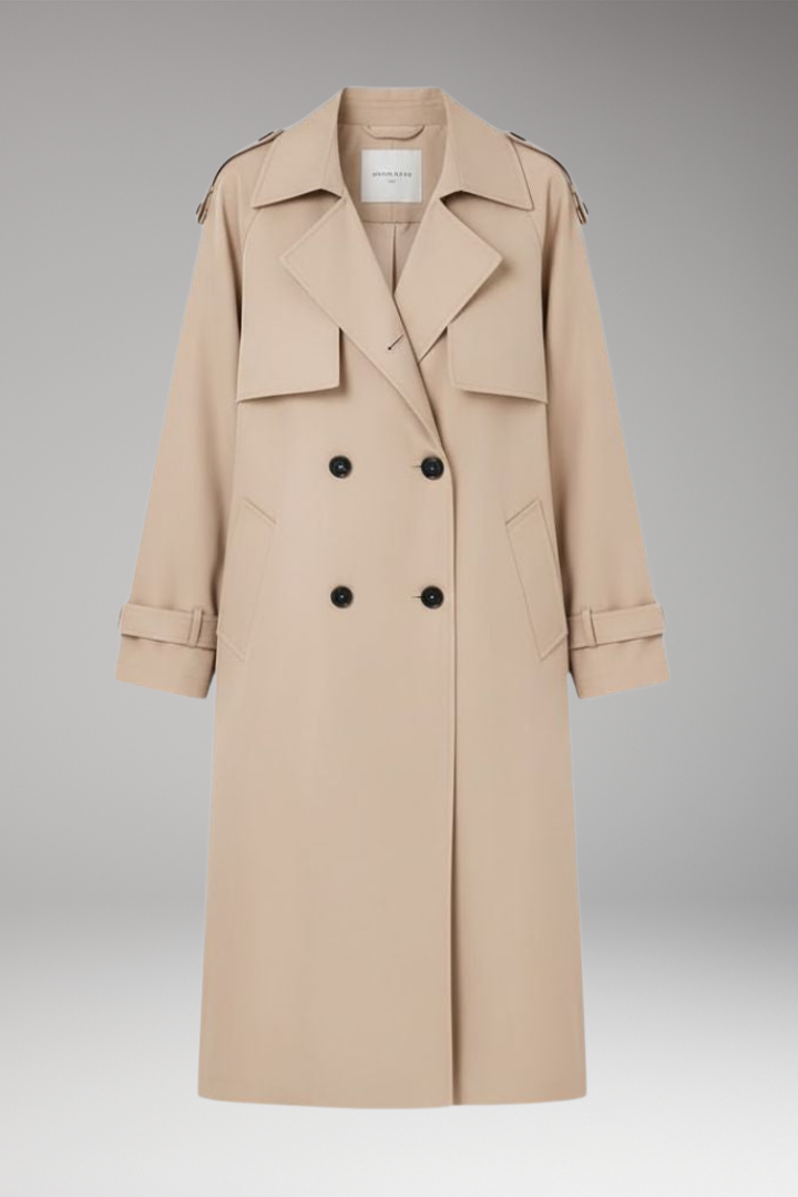 Women's Trench Coat Button Front Adjustable Cuffs - Vonnera