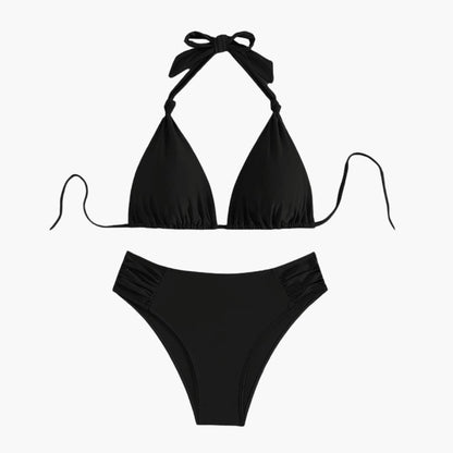 Women's Triangle Bikini Adjustable Tie Black - Vonnera