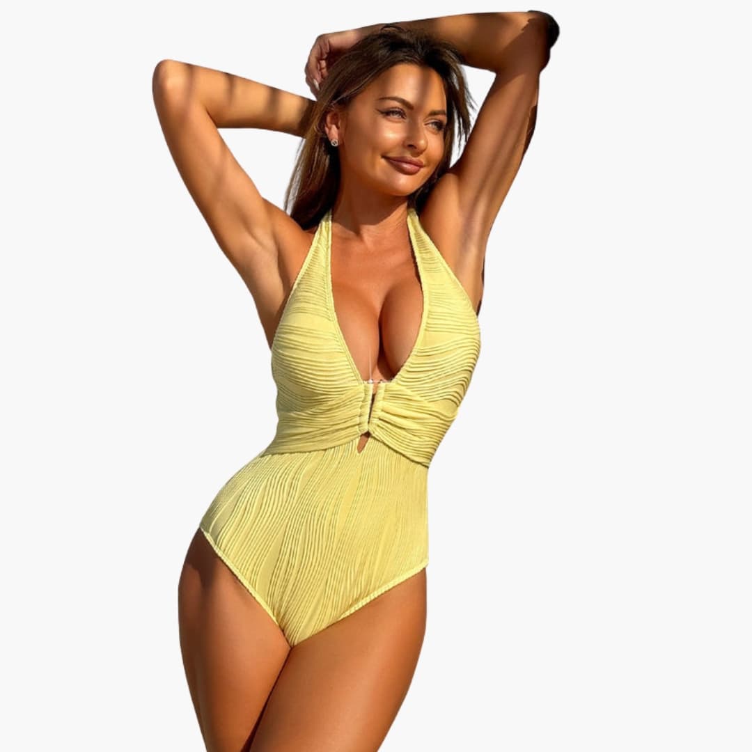 Women's One-Piece Swimsuit Triangle Neck Padded Cups - Vonnera