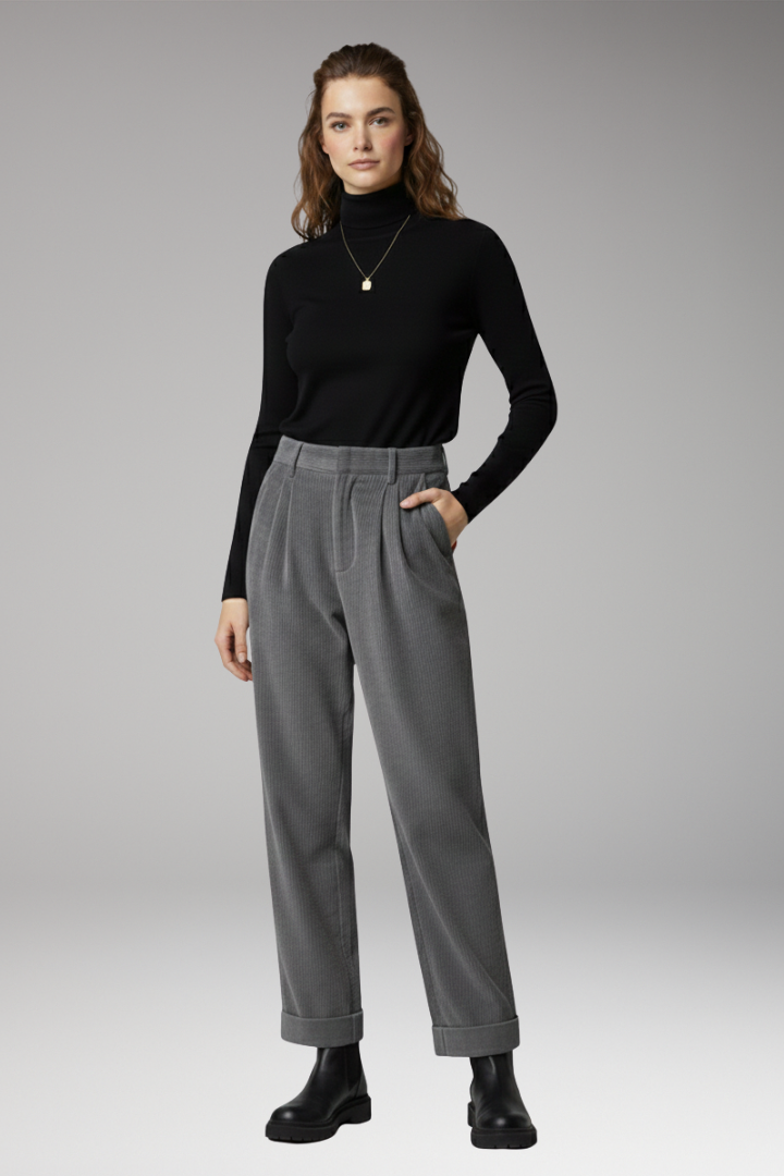 Women's High Waist Straight Leg Trousers