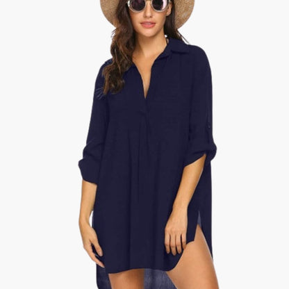 Women's Tunic with Collar and Side Slits