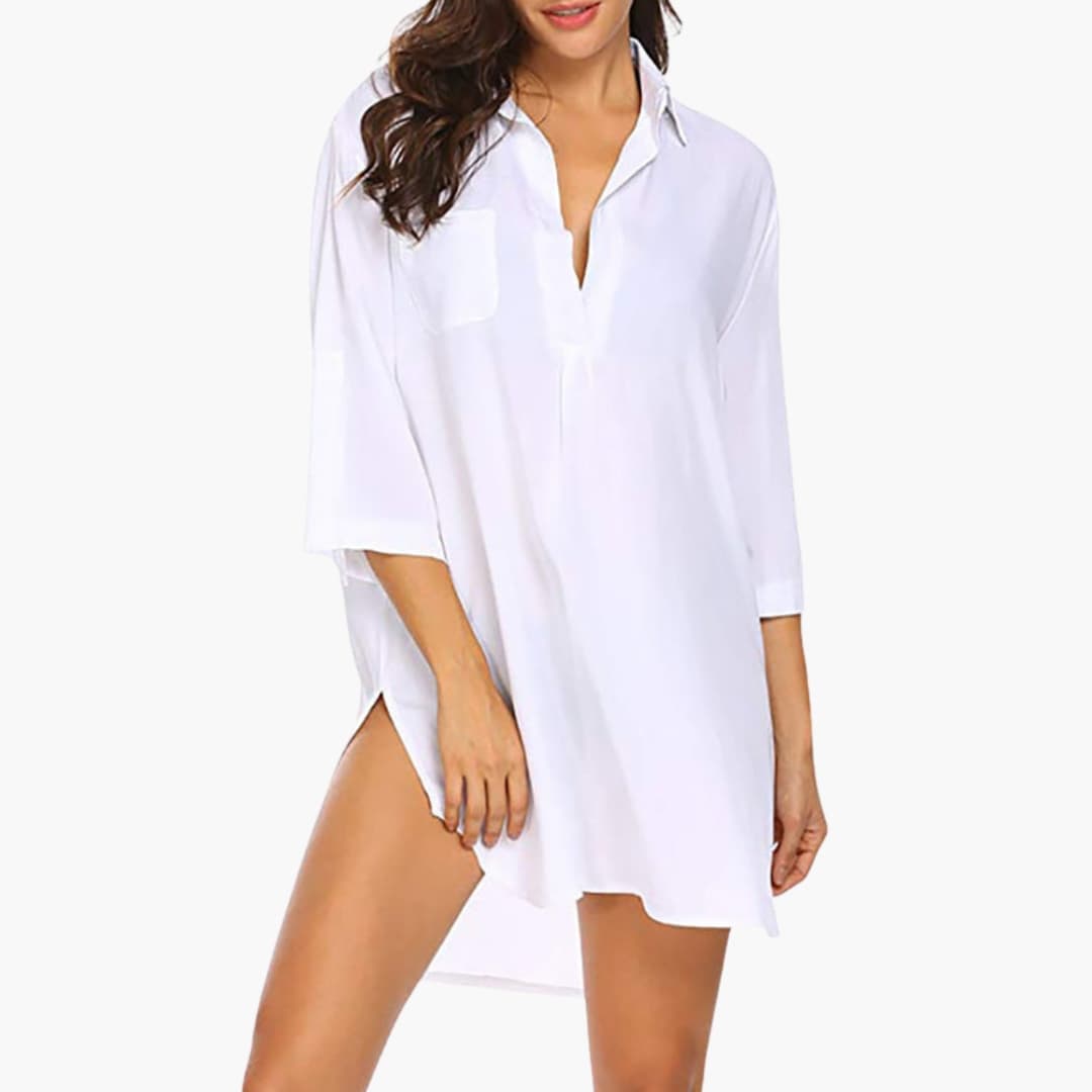 Women's Tunic with Collar and Side Slits - Vonnera