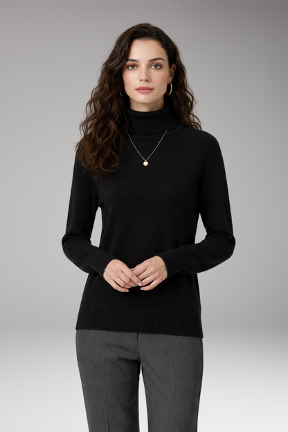 Women's Turtleneck Sweater Long Sleeves Ribbed Cuffs