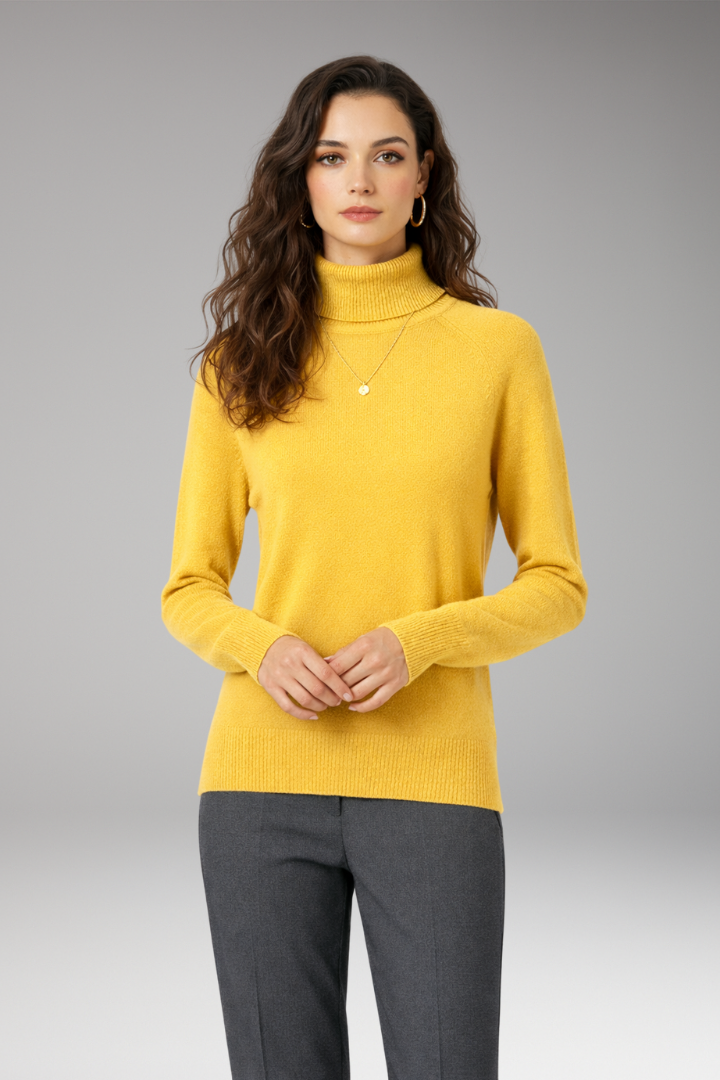 Women's Turtleneck Sweater Long Sleeves Ribbed Cuffs