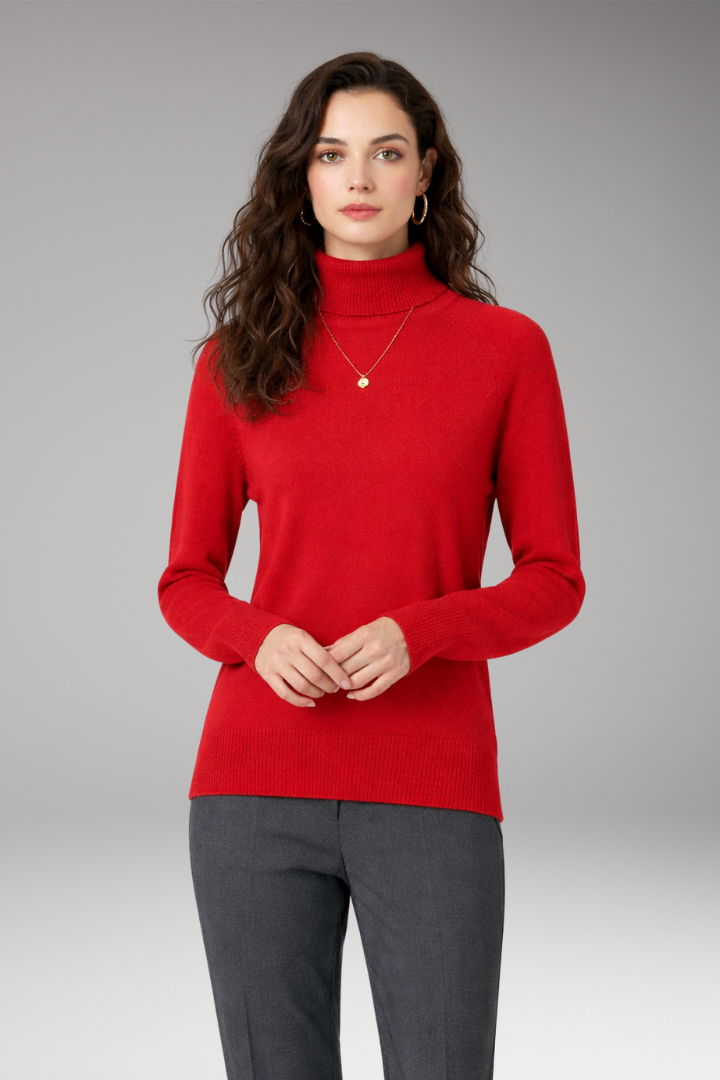 Women's Turtleneck Sweater Long Sleeves Ribbed Cuffs