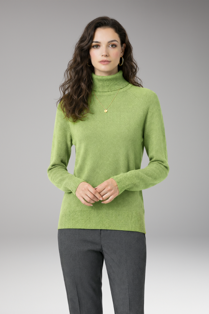 Women's Turtleneck Sweater Long Sleeves Ribbed Cuffs