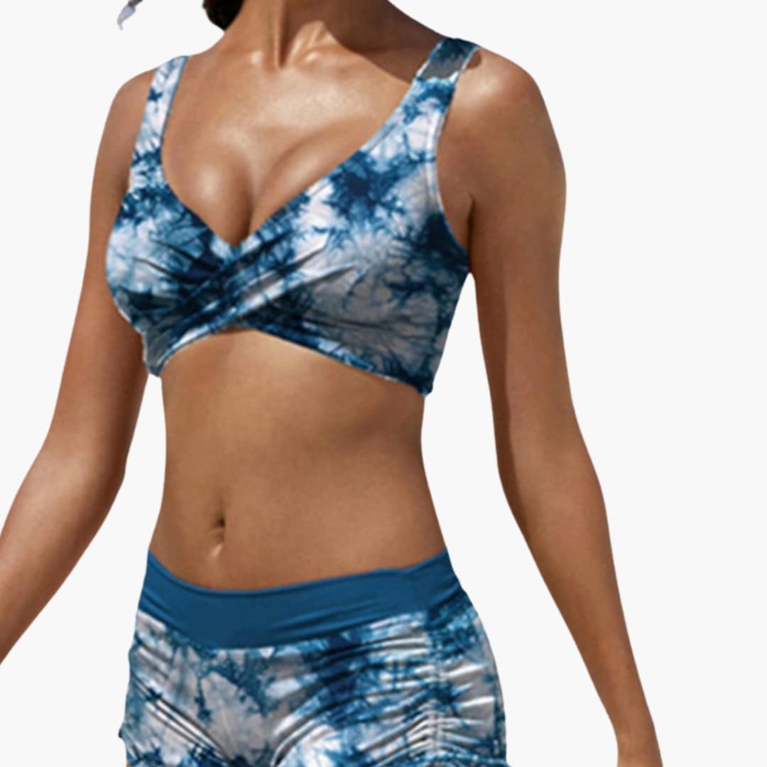 Women's Twist Front Bikini Set Swim Shorts