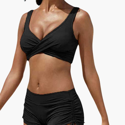 Women's Twist Front Bikini Set Swim Shorts