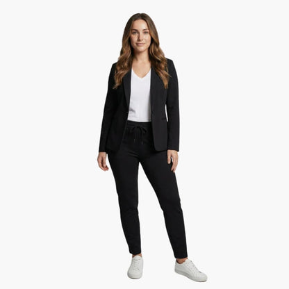 Women's Two Piece Blazer Suit Notched Lapel Jacket Ankle Pants - Vonnera