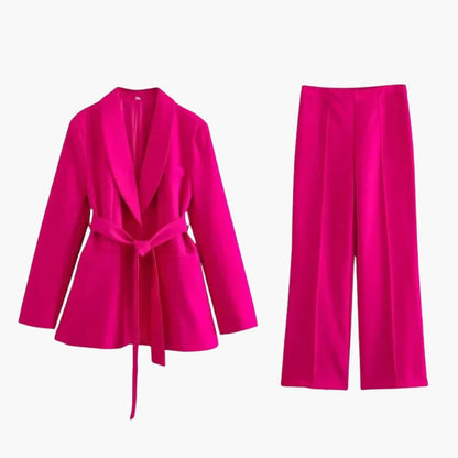 Women's Two Piece Suit Blazer and Slim Fit Pants Set - Vonnera