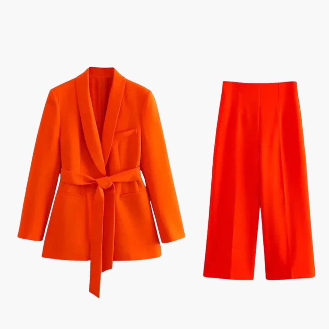 Women's Two Piece Suit Blazer and Slim Fit Pants Set